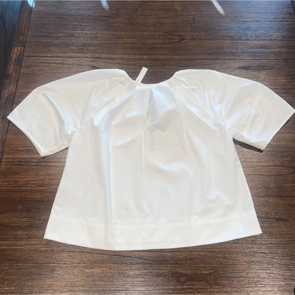 NWT Madewell Women's Sz S White Poplin Lace-Up Top Balloon Sleeves Lightweight - Picture 6 of 10